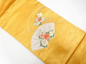 地紙に菊・花筏模様刺繍　名古屋帯
